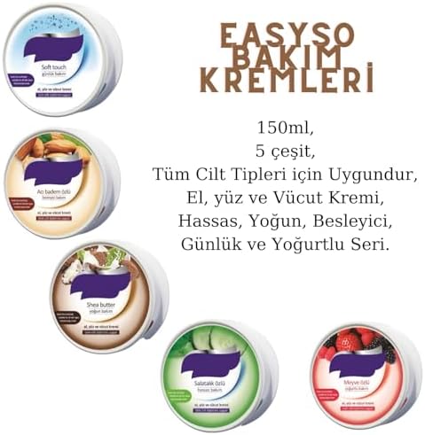150 ml Nemlendirici El, Yüz ve Vücut Kremi – Yoğun Nemlendirme, Hızlı Emilim, Tüm Cilt Tiplerine Uygun Konsantre Derinlemesine Emilim, Aç-Kapa, Çift Koruyuculu (Shea Butter, 150ml)