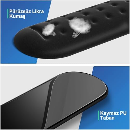 Gaming Klavye ve Mouse Bilek Destek Seti,, Kaymaz Tabanlı, Nefes Alan Kumaş, Ağrı Önleyici (Klavye ve Fare Bilek Desteği)