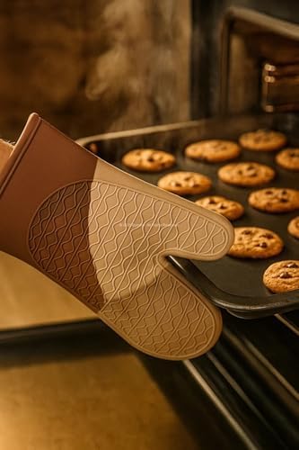 %100 Silikon Fırın Eldiveni, Dayanıklı Yanmaz Mutfak Tutacağı, Kaymaz Su Geçirmez Barbekü ve Izgara Eldiveni, Profesyonel Tencere Tavası Tutamacı, Yüksek Sıcaklık Koruyucu