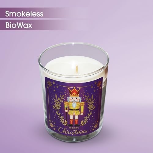 – Kurşun Asker (Nutcracker) Tasarımlı Mum, Mor Renk Temalı, 135 g Doğal Biyo, 40 Saat Yanma Süresi, Cam Kavanoz, Şık Bristol Kutulu, Yılbaşı Koleksiyonu Hazır Hediye