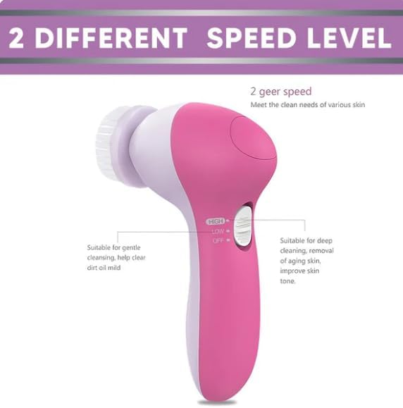 AEE® 5 Başlıklı Titreşimli Cilt Yüz Temizleme Cihazı Masaj Aleti – 5in1 Çok Fonksiyonlu Sivilce Siyah Nokta Komedon Temizleme Aleti Yüz Masaj Seti (Taşınabilir, Pilli)