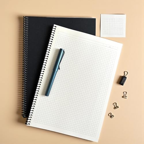 Kareli Spiralli Not Defter, A4 Boyut (21x29,7 cm), 60 Yaprak, 90gr. Ivory Kağıt, Ofis İçin İdeal (Siyah Kapak)