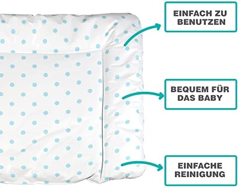 baby'ness Elyaf Dolgulu Pvc Alt Değiştirme Minderi, Sıvı Geçirmez, Leke Tutmaz, Puantiyeli, Mavi, 75x85cm