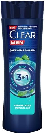 Clear Men 3 in 1 Şampuan & Duş Jeli Ferahlatıcı Mentol Etkisi Saç Yüz Vücut İçin 350 ml