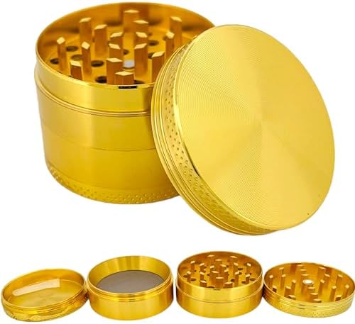GRINDER Parçalayıcı Metal baharat öğütücü herb spice 4 katmanlı 40MM / 50MM / 63MM (GOLD, 50MM), ETG-40M-SYH