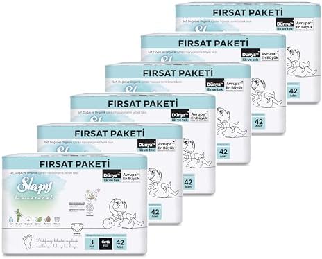 Sleepy Bio Natural Fırsat Paketi Bebek Bezi 3 Numara Midi 252 Adet Cırtlı Bez