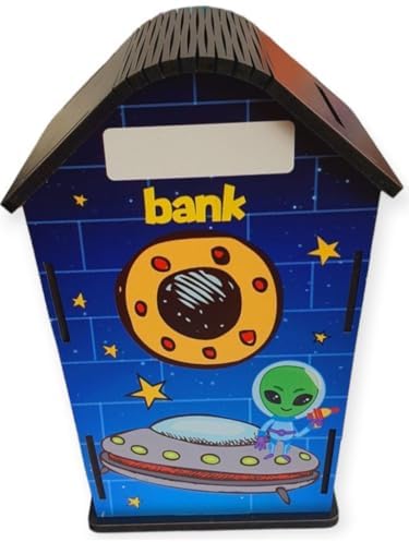 Ahşap Ev Kumbara Uzay Temalı