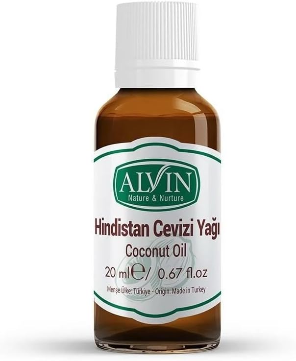 Alvin Hindistan Cevizi Yağı, Soğuk Sıkım,Yüzde Yüz Saf ve Doğal, 20 ml