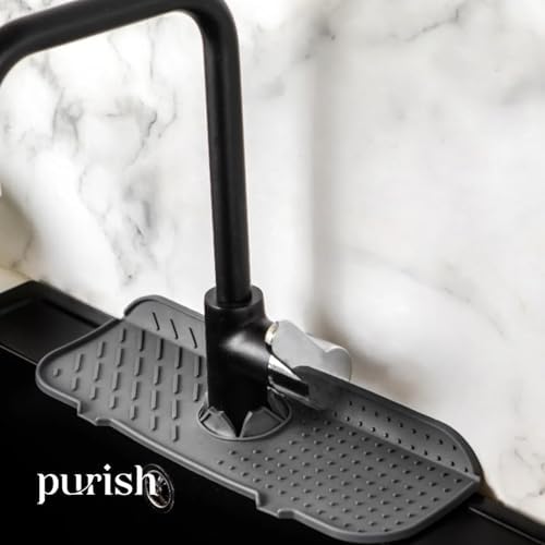 | Esnek Silikon Musluk Arkası Su Tutucu ve Lavabo Matı – Mutfak ve Banyo Kullanımı için Drenajlı Musluk Pedi, Süngerlik ve Tezgah Koruyucu