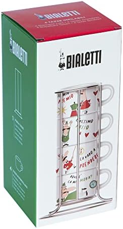 - 4'lü İstiflenebilir Cappuccino Fincan Seti - Karma Renkli - Porselen