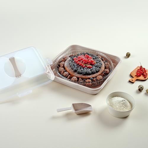 Kek Taşıma Kabı, BPA İçermeyen Plastik, Saplı ve Kilitli Kek Fanusu, Taşınabilir ve Güvenli Saklama Çözümü (Kare)