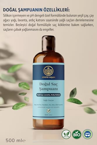 Apayrı Yaşam Yeşil Çay Lavanta Ardıç Katranı Özlü Yağlı Saçlar İçin Besleyici ve Onarıcı Şampuan 500 ML