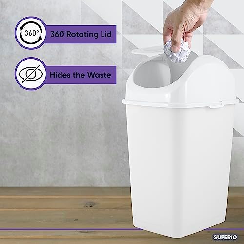 2,6 litre küçük Slim Trash can (Beyaz)