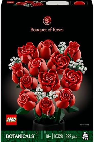Icons Gül Buketi 10328 – Yetişkinler için Sevgililer Günü Hediyesi Fikri, 4 Açmış, 4 Yeni Açan ve 4 Tomurcuk Olmak Üzere Farklı Aşamalarda Çiçekler İçeren Dekoratif Model Yapım Seti (822 Parça)