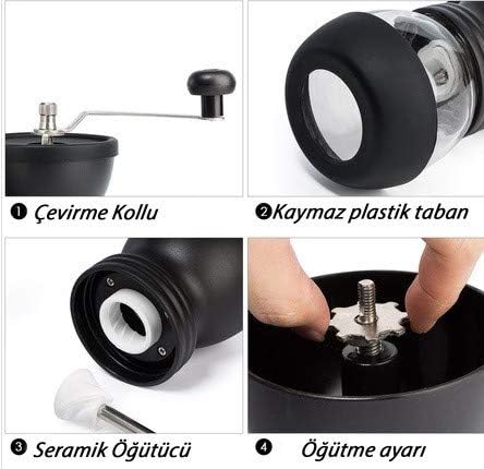 Genel Cam Kahve Değirmeni Öğütücü 2 Hazneli Filtre Kahve