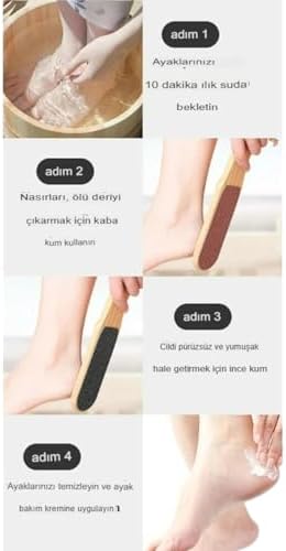 Ahşap Topuk Törpü - Çift Taraflı - Suya Dayanıklı - Ayak Törpüsü 24cm Büyük Boy