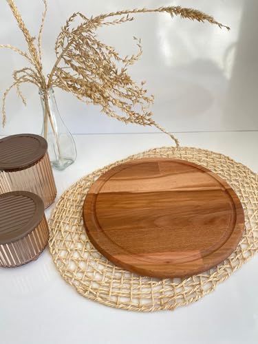 Yuvarlak Doğal Ahşap Sunum Tabağı Ahşap Sunumluk(KAYIN/GÜRGEN)(ÇAP:30cm)