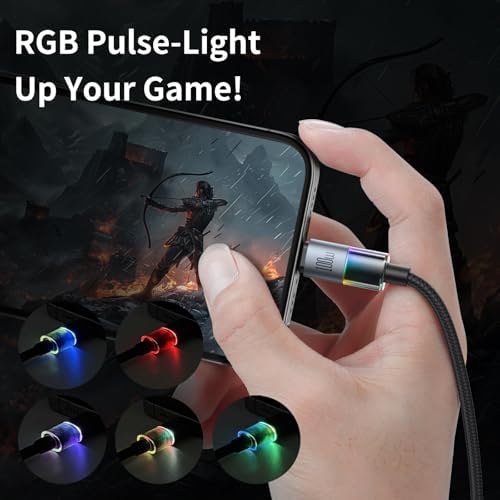 CA-8200 Type-c To Type-c 100W 7 Renkli LED Işıklı Şarj Data Kablosu