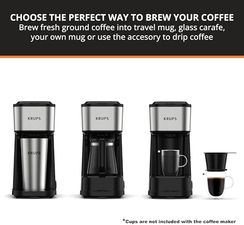 KRUPS Simply Kahve Makinesi - Paslanmaz Çelik Seyahat Bardaklı Çoklu Servis 4'ü 1 arada