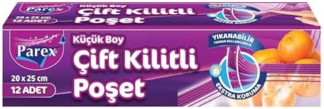 Çift Fermuarlı Kilitli Torbalar Küçük Boy 14 Çanta (20 x 25 cm)