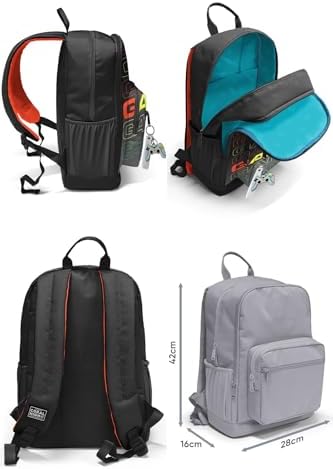 Dört Bölmeli Siyah Gri Gamer Ortaokul Çantası - Erkek Çocuk