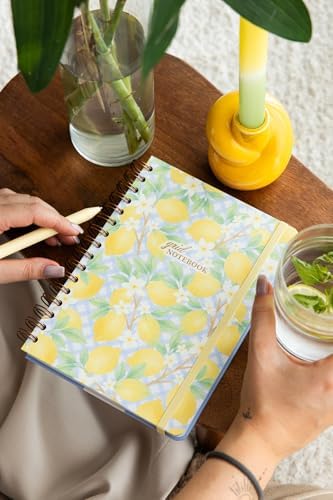 A5 Spiralli Sert Kapak Lastikli Kareli Not Defteri Limon