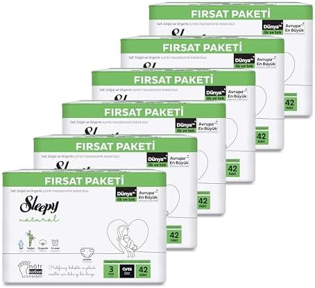 Sleepy Natural Fırsat Paketi Bebek Bezi 3 Numara Midi 252 Adet