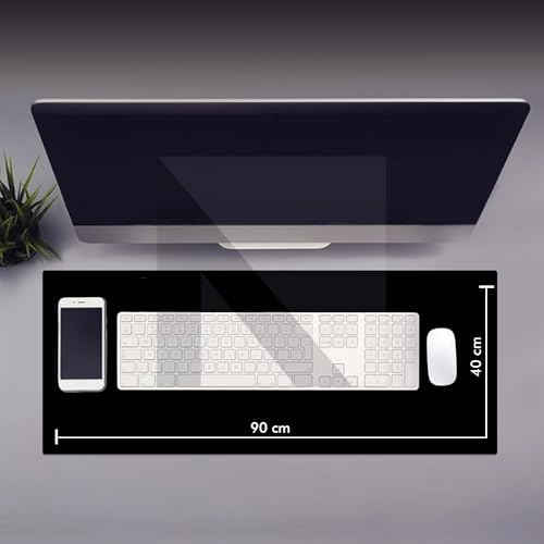 Gaming Oyuncu Mouse Pad, Kaymaz Taban Gamer Mousepad, Masa Koruyucu Masa Matı, Ofis Tipi Klavye ve Fare Altlığı (Siyah, 90x40 cm - XXL)