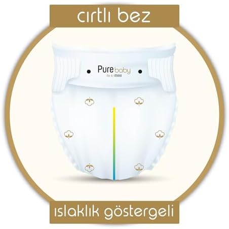Pure Baby Organik Pamuklu Cırtlı Bez 4'Lü Paket 3 Numara Midi 224 Adet