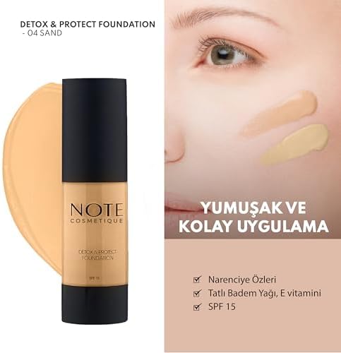 Note Detox & Protect 04 Sand Canlandırıcı Etkili SPF 15 Kapatıcı Fondöten