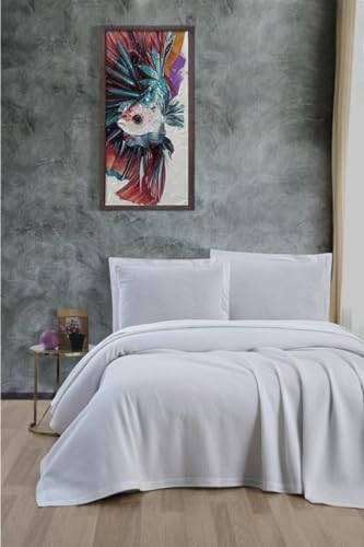 Beyaz 100% Pamuk Dörtmevsim Pike, 240x260 cm Yüksek Klimalı Pike