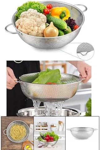 Paslanmaz Çelik 22cm Çift Kulplu Sepet Süzgeç, Salata Süzgeci Meyve Süzgeci, Makarna Süzgec - Paslanmaz Çelik Çift Kulplu 22cm Sepet