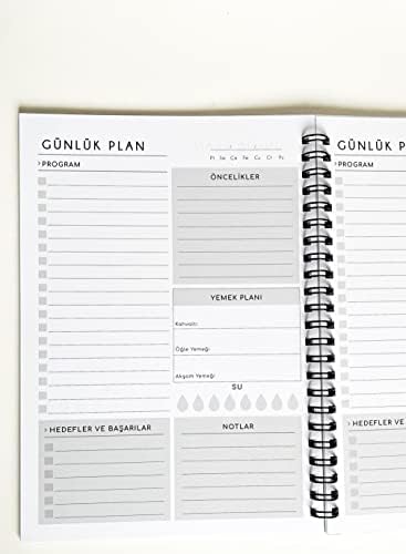 120 Günlük Tarihsiz Spiralli Planlayıcı - A5 Boyutu, 60 Yaprak (120 Sayfa), 90 gr. Ivory Kağıt (Siyah Kapak)