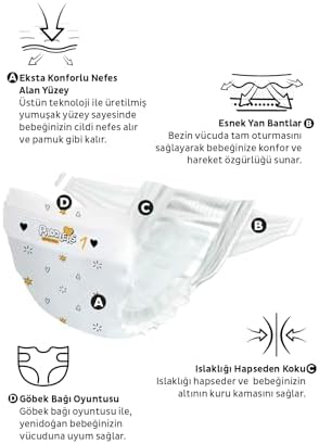 Paddlers Protection Bebek Bezi 1 Numara Yenidoğan 128 Adet (2-5 Kg) 2'li Jumbo Set