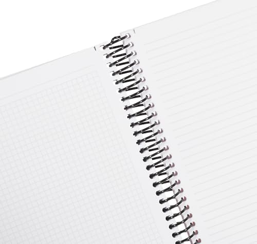 Pastel Serisi, A4, 6 Konulu (3 Kareli, 3 Çizgili) 180 Yaprak PP Kapaklı Spiralli Defter, Pembe