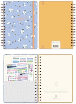 A5 Spiralli Sert Kapak Lastikli Çizgili Tarihsiz Not Defteri Arı