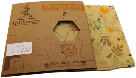 Gıda Sargı Kesesi - Plastik ve Silikonsuz – Arı ile Sarma Levhaları - Yeniden Kullanılabilir - Çevre Dostu Gıda Saklama Çözümü - Sıfır Atık - Ekmek ve Sandviç Sargısı - Sürdürülebilir Hediyeler Yeniden Kullanılabilir Gıda Sargıları Çeşitli Pakette,Large Kese,Büyük Boy (1 Adet) Kese