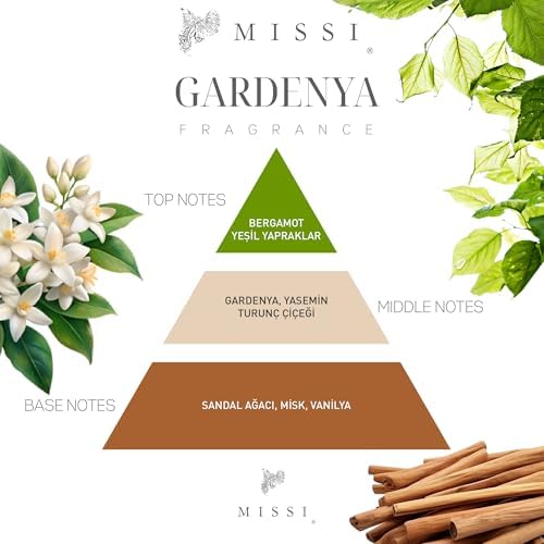 MİSSİ 230 ml Top Şişe Seramik Taş Çubuklu Gardenya Oda Kokusu