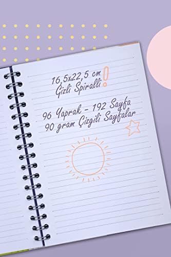 16,5x22,5 cm Gizli Spiralli Çizgili Defter Tarihsiz Not Defteri (Candy Polka)