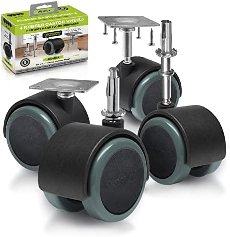 Slipstick CB681 zemin koruma kauçuk direksiyon tekerleği (4'lü set) 50 mm tekerlek ön yapı veya üst plaka için montaj seçenekleri