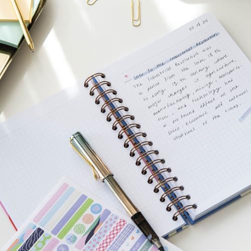 A5 Spiralli Sert Kapak Lastikli Kareli Tarihsiz Not Defteri Dalgalar