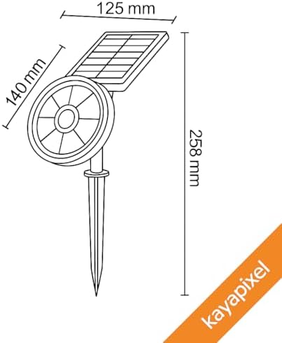 18W Güneş Enerjili Bahçe Armatürü – 9 LED 3200K Günışığı, IP65 Su Geçirmez Solar Spot Lamba, 200 Lümen, Kazıklı veya Duvara Montaj, Açılı Aydınlatma