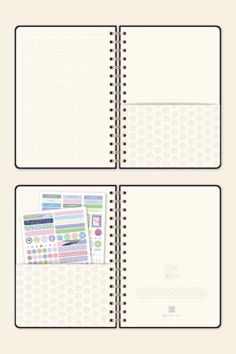 A5 Spiralli Sert Kapak Kareli Tarihsiz Not Defteri Lacivert