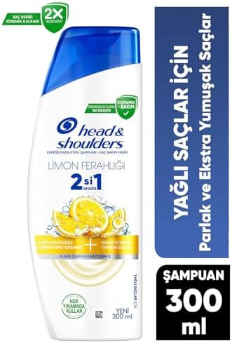 Head & Shoulders Limon Ferahlığı 2'si 1 Arada Yağlı Saçlar için Kepeğe Karşı Etkili Şampuan 300ml