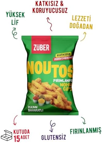 Züber Noutos Kajun Baharatlı Fırınlanmış Nohut Cipsi 55gr x 15 adet