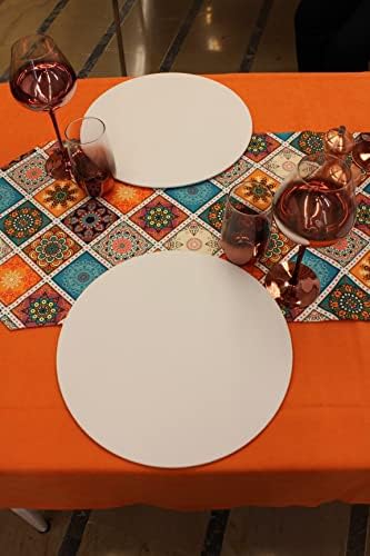 Alaca Renk Kare Desenli Dijital Baskılı Runner Amerikan Servis 40x150 cm