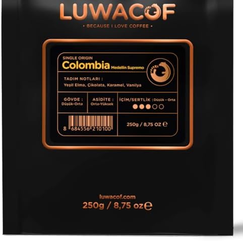 Luwacof Colombia Medellin Supremo Yöresel Kahve (Öğütülmüş Filtre Kahve) 250 Gr
