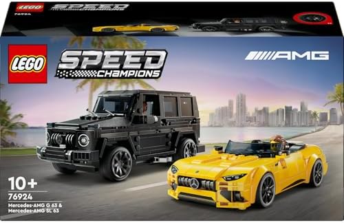 Speed Champions –AMG G 63 ve –AMG SL 63 76924 – 10 Yaş ve Üzeri Kız ve Erkek Çocukları için Doğum Günü Hediyesi Fikri, 2 Model İçeren Yaratıcı Oyuncak Yapım Seti (808 Parça)