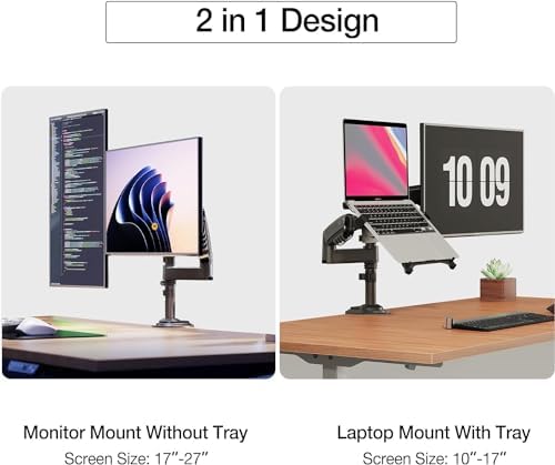 Bayou NB H180-FP Çift Kol Amortisörlü 17"-27" Monitör Tutucu ve Laptop Standı