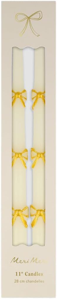 - Bow Taper Candles - Altın Kurdele Detaylı Mumlar (2'li)